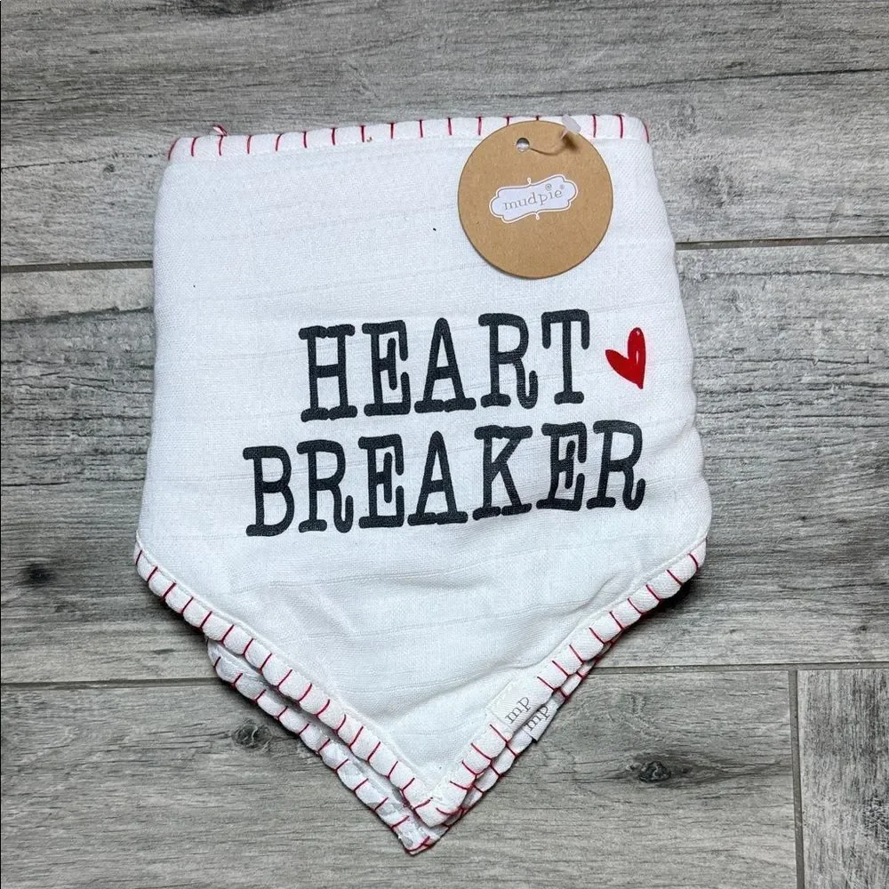 Mud Pie White and Red Heart Breaker Bandana Bibs